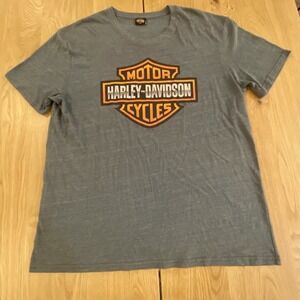 Harley Davidson T-shirt Emblem Logo Men's L Motorcycles Tennessee Gray Heather